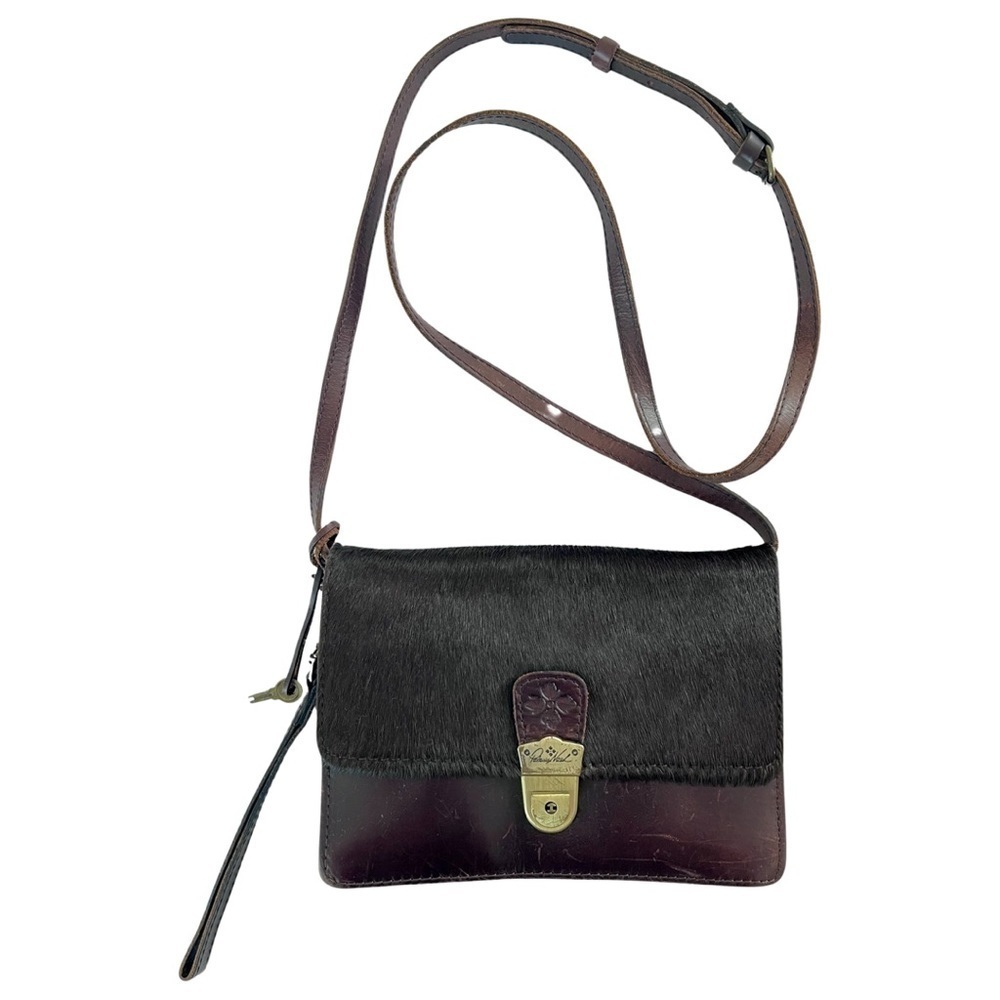 Patricia Nash Calf Hair Leather Lanza Crossbody Bag in Brown Western